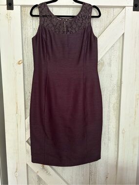 Jacques Vert Sleeveless Lace Yoke Midi Dress in Brown